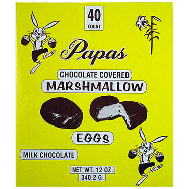 Papas Milk Chocolate Covered Marshmallow Eggs 40ct Box
