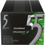 5 Gum Rain Spearmint Sugar Free Chewing Gum, 15 Sticks 10 Pack
