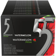 5 Gum Prism Watermelon Sugar Free Chewing Gum, 15 Sticks 10 Pack