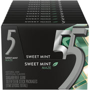 5 Gum Sweet Mint Maze Sugar Free Chewing Gum, 15 Sticks 10 Pack