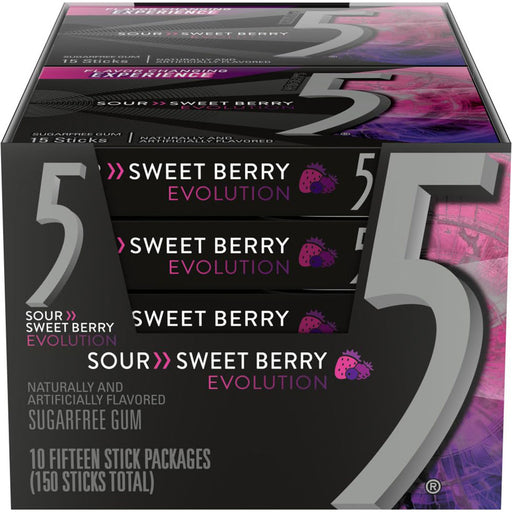 5 Gum Sour Sweet Berry 15ct 10pk