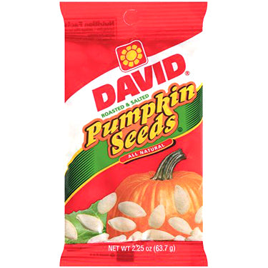 David Pumpkin Seeds Roasted Salted 2.25oz Bag Expires July 17th 2026