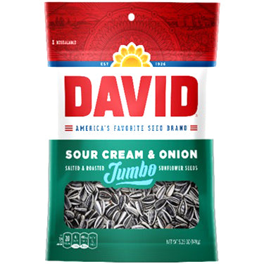David Jumbo Sour Cream N Onion Sunflower Seeds 5.25oz Bag Expires July 21st 2026