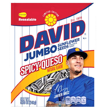David Jumbo Spicy Queso Sunflower Seeds 5.25oz Bag Expires August 4th 2026