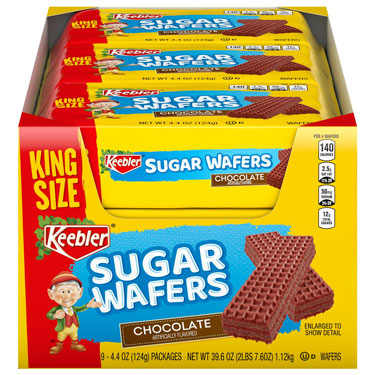 Keebler Sugar Wafers Chocolate King Size 4.4oz 9 ct Box Expires April 15th 2026