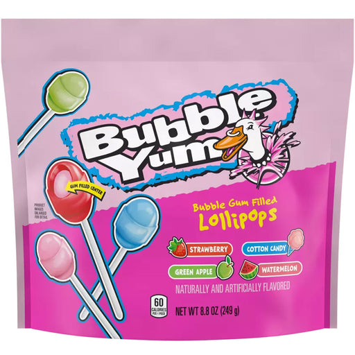 Bubble Yum Filled Lollipops 8.8oz Pouch