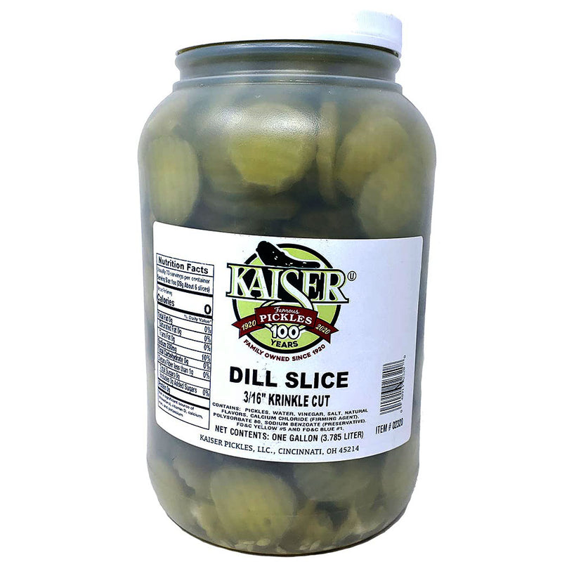 Kaiser Dill Pickles Sliced Three Sixteenth Inch Krinkle Cut Gallon Jar