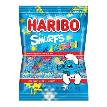 Haribo Sour Smurfs 4oz Bag Expires August 1st 2026
