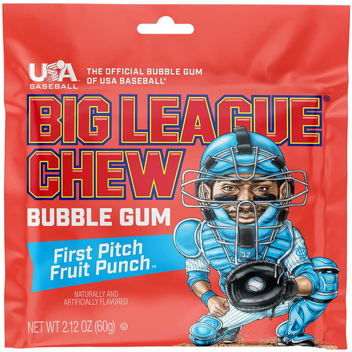 Big League Chew First Pitch Fruit Punch Bubble Gum, 2.12 oz Pouch