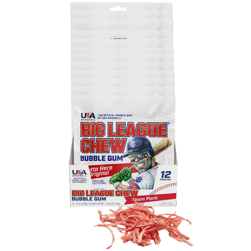 Big League Chew Outta Here Original Bubble Gum, 2.12 oz, 12 Pack Box