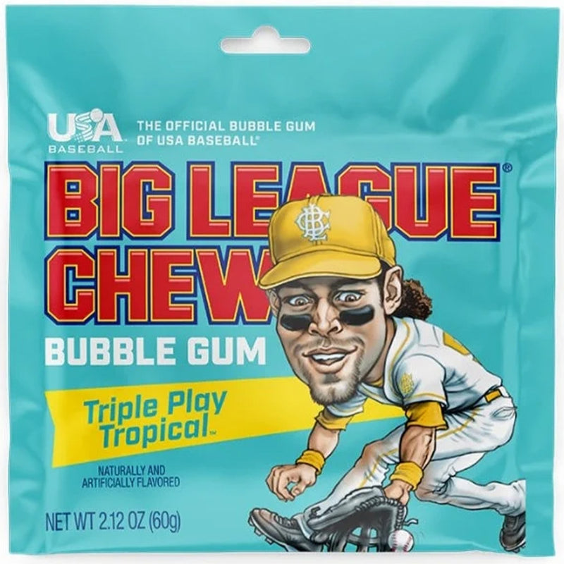 Big League Chew Triple Play Tropical Bubble Gum, 2.12 oz, 12 Pack Box