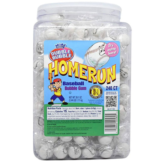 Dubble Bubble Home Run Baseball Bubble Gum 240ct Tub