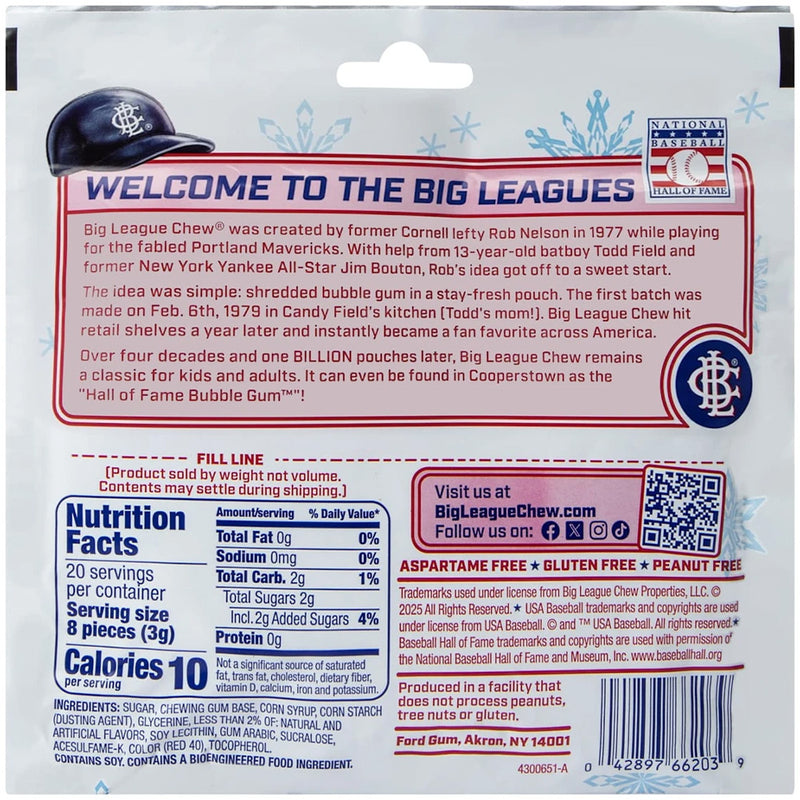 BIg League Chew Christmas Pickoff Peppermint Bubble Gum, 2.12 oz, 3 Pack