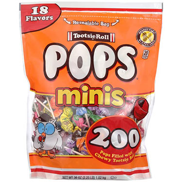 Tootsie Roll Halloween Mini Pops 200ct Bag