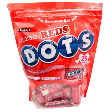 Dots Valentines Assorted Reds 18.85oz Bag