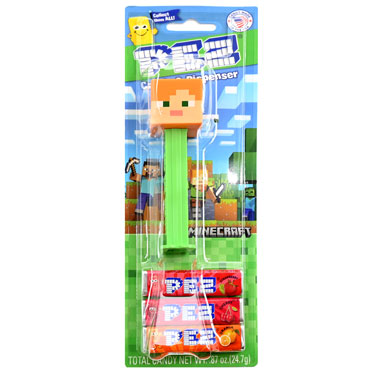 PEZ Dispenser Minecraft Alex with Candy Rolls