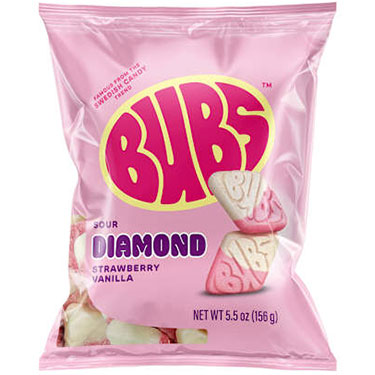 Bubs Sour Diamond Strawberry Vanilla 5.5oz Bag