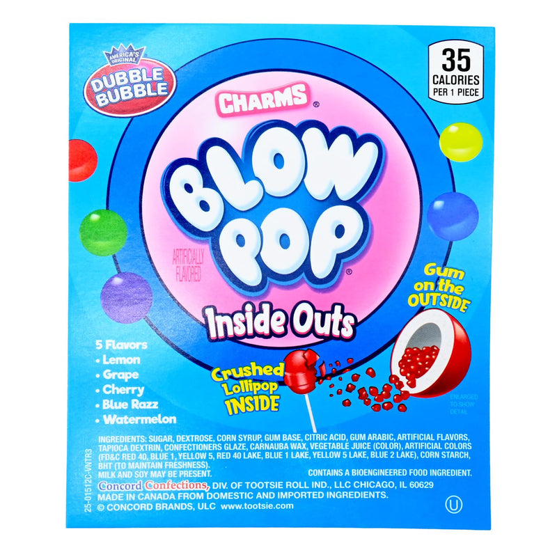 Dubble Bubble 1 Inch Charms Blow Pop Inside Outs Gumballs 850 Count Case