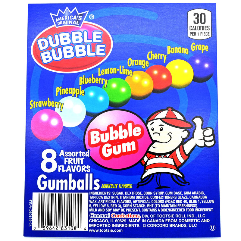 Dubble Bubble 1 Inch Assorted 8 Flavor Gumballs 2 lb