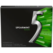 5 Gum Rain Spearmint Sugar Free Chewing Gum, 15 Sticks 10 Pack