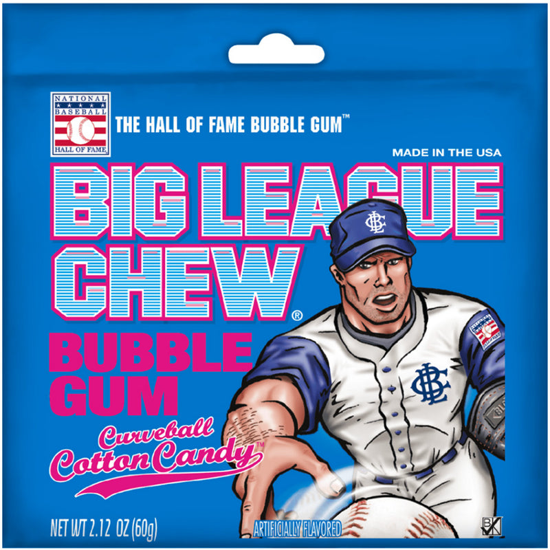 Big League Chew Curveball Cotton Candy Bubble Gum, 2.12 oz, 12 Pack Box