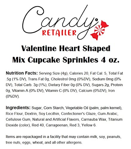 Candy Retailer Valentine Heart Shaped Mix Cupcake Sprinkles 4 oz.