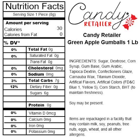 Dubble Bubble 1 Inch Gumballs Green Apple 1 lb
