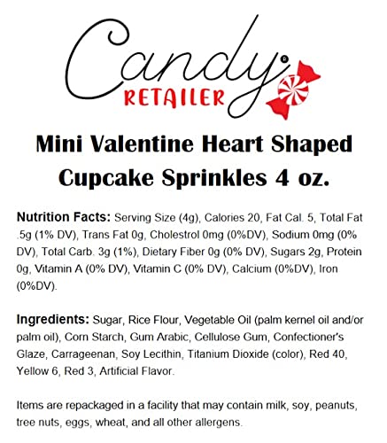 Candy Retailer Mini Valentine Heart Shaped Cupcake Sprinkles 4 oz.