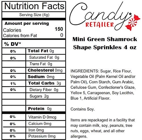 Candy Retailer Mini Green Shamrock Shape Sprinkles 4 oz