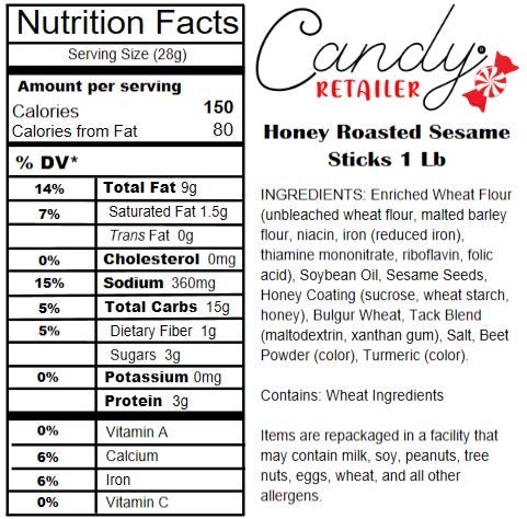 Sesame Sticks Honey Roasted 1 Lb