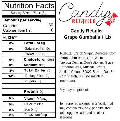 Dubble Bubble 1 Inch Gumballs Grape 1 lb
