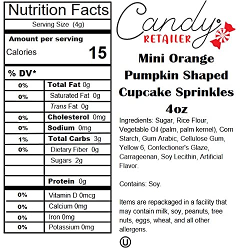 Candy Retailer Mini Orange Pumpkin Shaped Cupcake Sprinkles 4oz