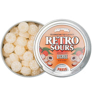Retro Sours Lychee Hard Tangy Candy, 2.12oz Tin