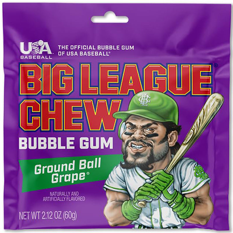 Big League Chew Ground Ball Grape Bubble Gum, 2.12 oz, 3 Pack