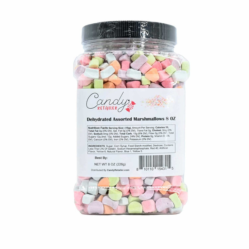 Candy Retailer Dehydrated Assorted Marshmallows 8oz Jar
