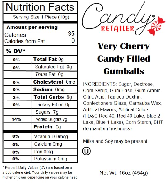 Dubble Bubble 1 Inch Gumballs Very Cherry Filled 1 lb
