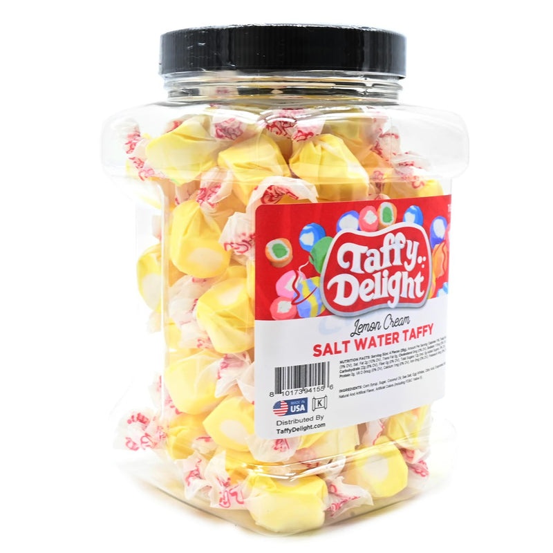 Taffy Delight Lemon Cream Salt Water Taffy 16oz Jar