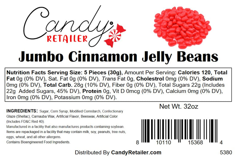 Candy Retailer Jumbo Jelly Beans Cinnamon 2 Lb