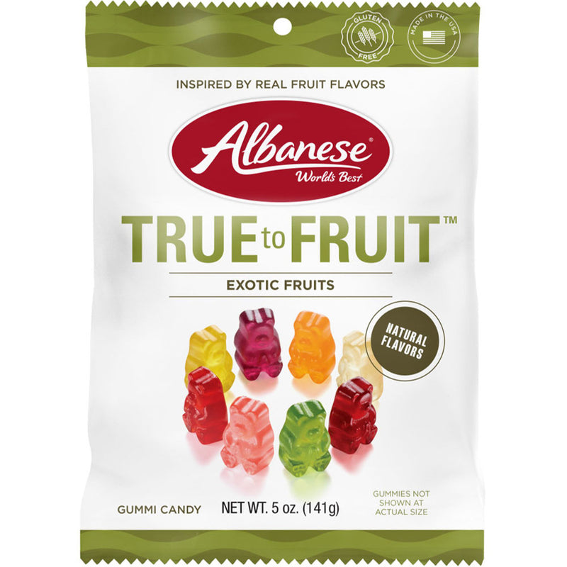 Albanese True To Fruit Exotic Fruits Gummi Bears 5oz Bag