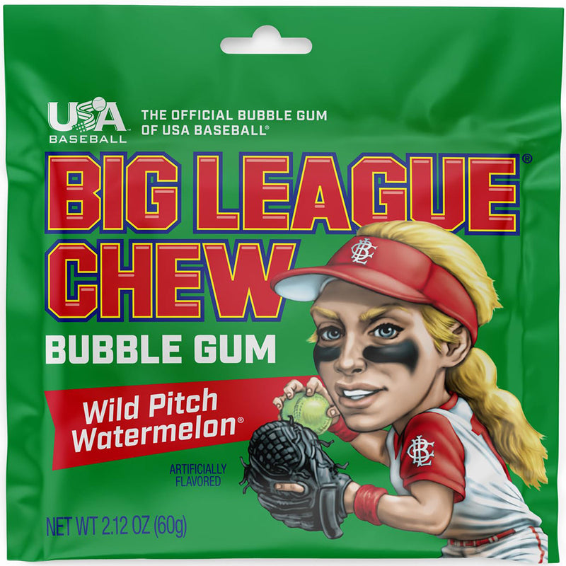 Big League Chew Wild Pitch Watermelon Bubble Gum, 2.12 oz, 12 Pack Box