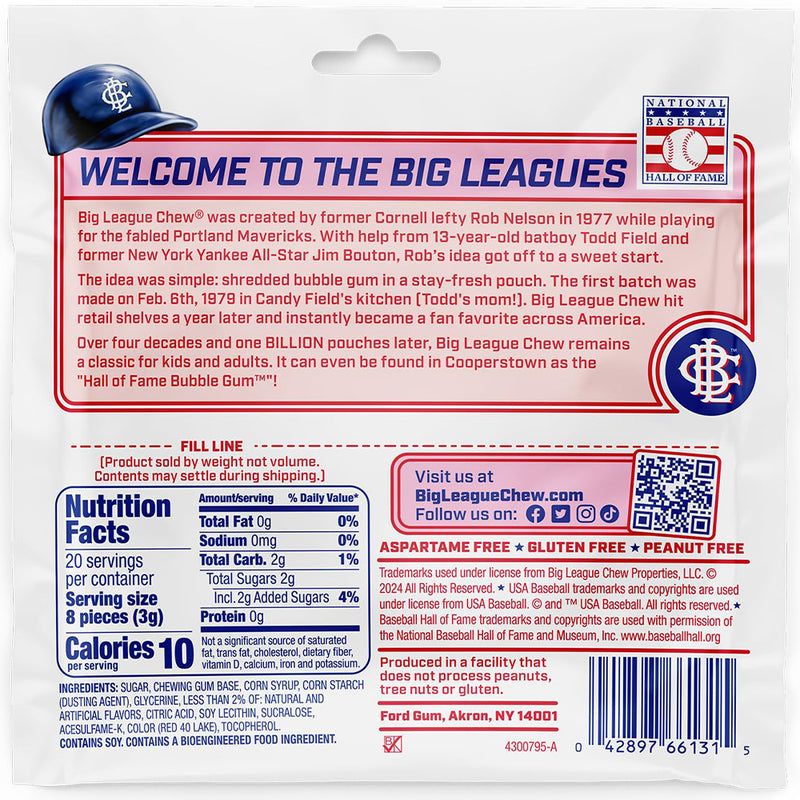 Big League Chew Punch Out Pink Lemonade Bubble Gum, 2.12 oz, 3 Pack