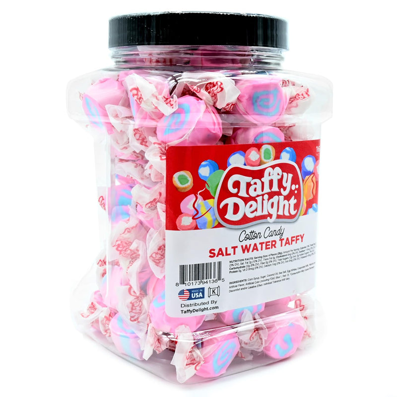 Taffy Delight Cotton Candy Salt Water Taffy 16oz Jar