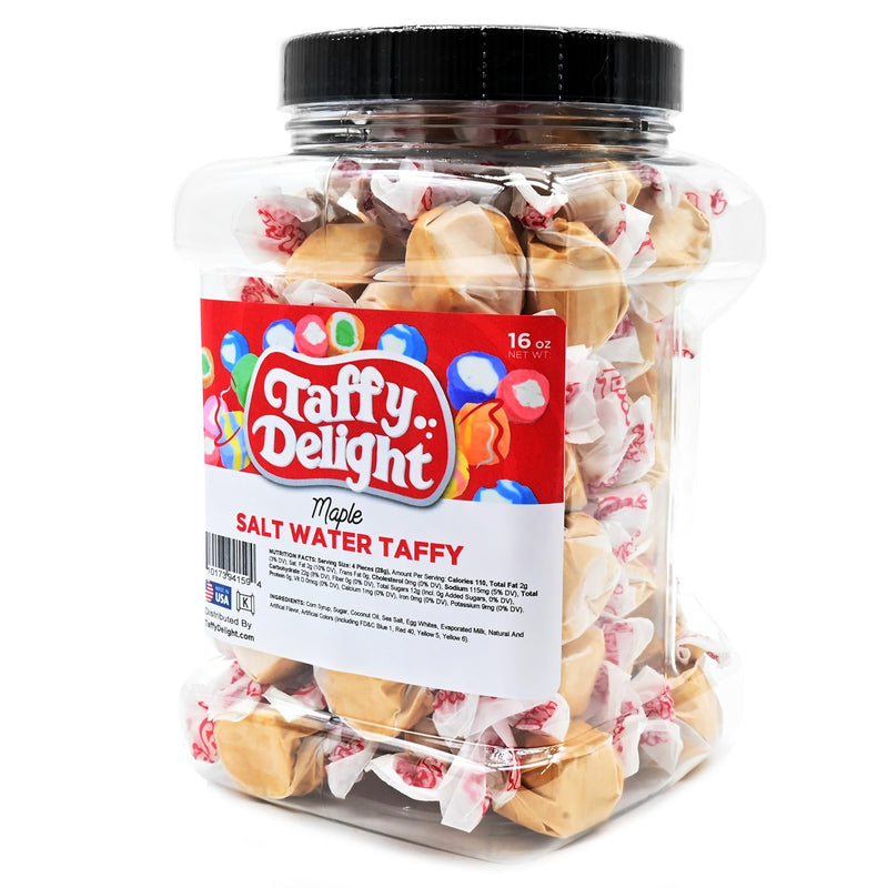 Taffy Delight Maple Salt Water Taffy 16oz Jar