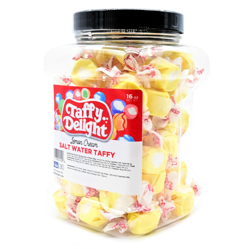 Taffy Delight Lemon Cream Salt Water Taffy 16oz Jar