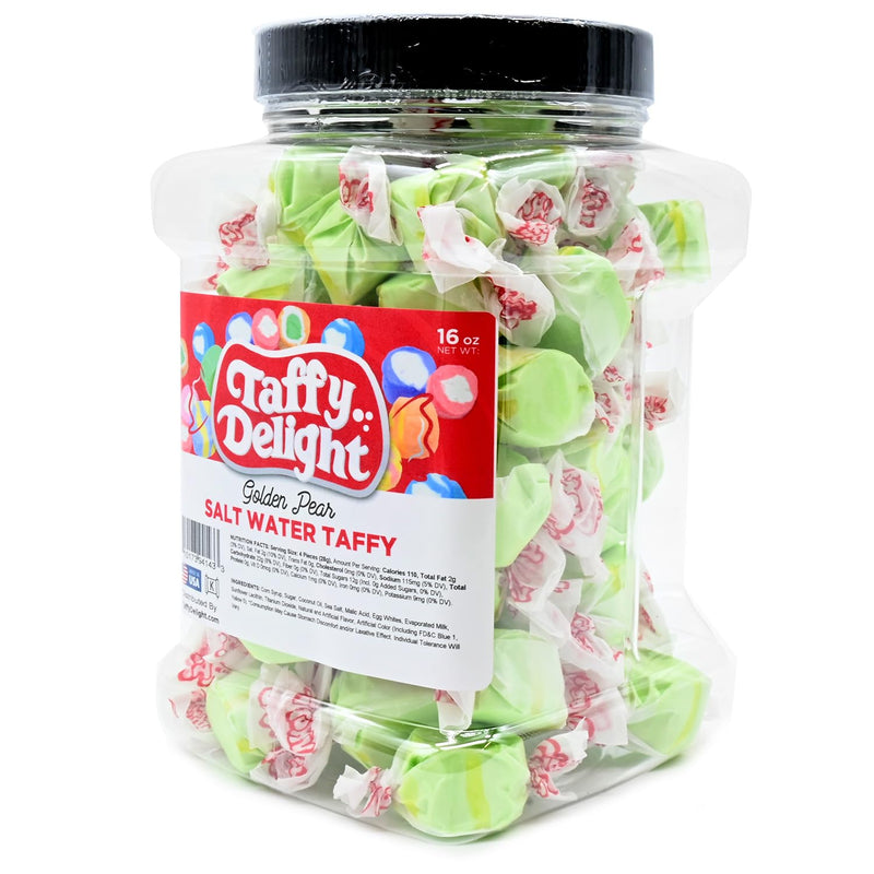 Taffy Delight Golden Pear Salt Water Taffy 16oz Jar
