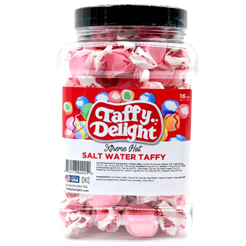 Taffy Delight Xtreme Hot Salt Water Taffy 16oz Jar