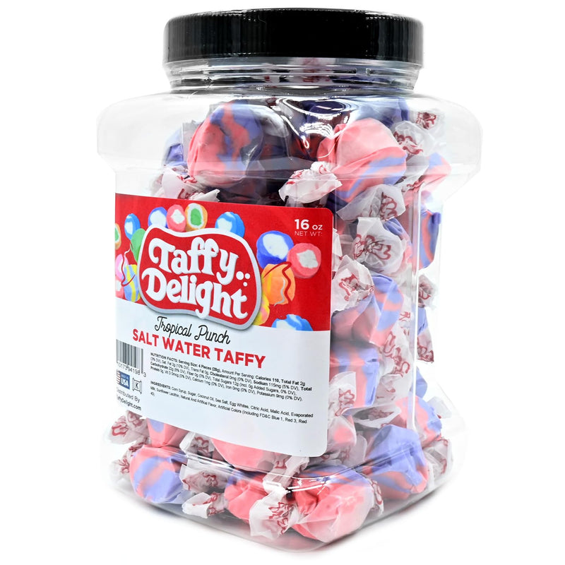 Taffy Delight Tropical Punch Salt Water Taffy 16oz Jar