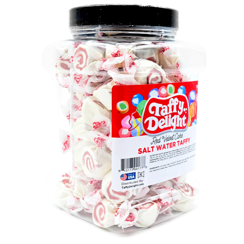 Taffy Delight Red Velvet Cake Salt Water Taffy 16oz Jar
