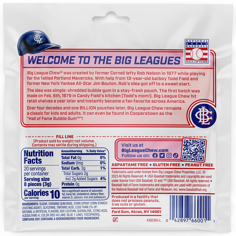 Big League Chew Ground Ball Grape Bubble Gum, 2.12 oz, 12 Pack Box