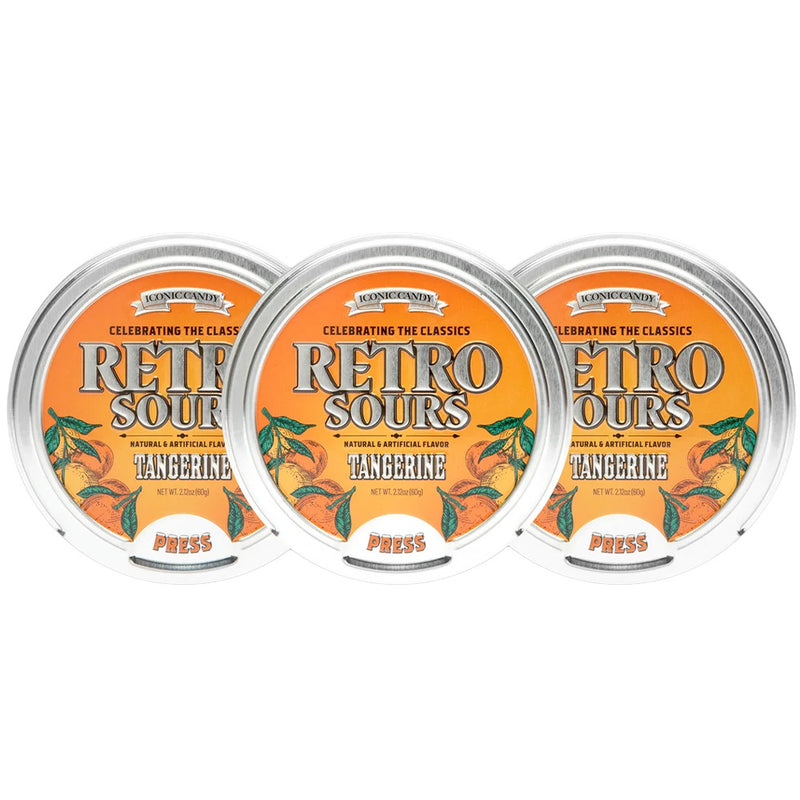 Retro Sours Tangerine Hard Tangy Candy, 2.12oz Tin, 8 Pack Box